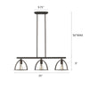 Lighting IRONCLAD Industrial 3 Light Rubbed Bronze Island Pendant 35’’ Wide CHL-CH2D503RB35-IL3