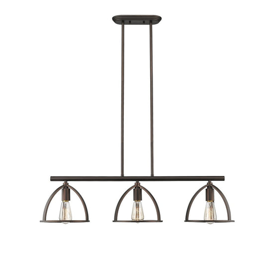 Lighting IRONCLAD Industrial 3 Light  Rubbed Bronze Island Pendant 35" Wide