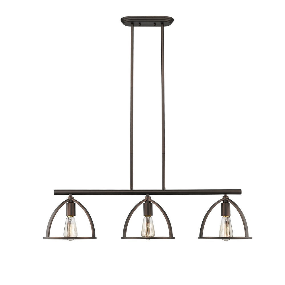 Lighting IRONCLAD Industrial 3 Light  Rubbed Bronze Island Pendant 35" Wide