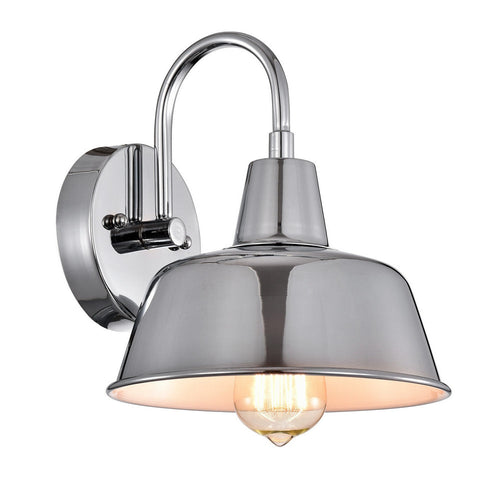 Chloe Lighting Ironclad Industrial 1 Light Chrome Indoor Wall Sconce 9" Wide