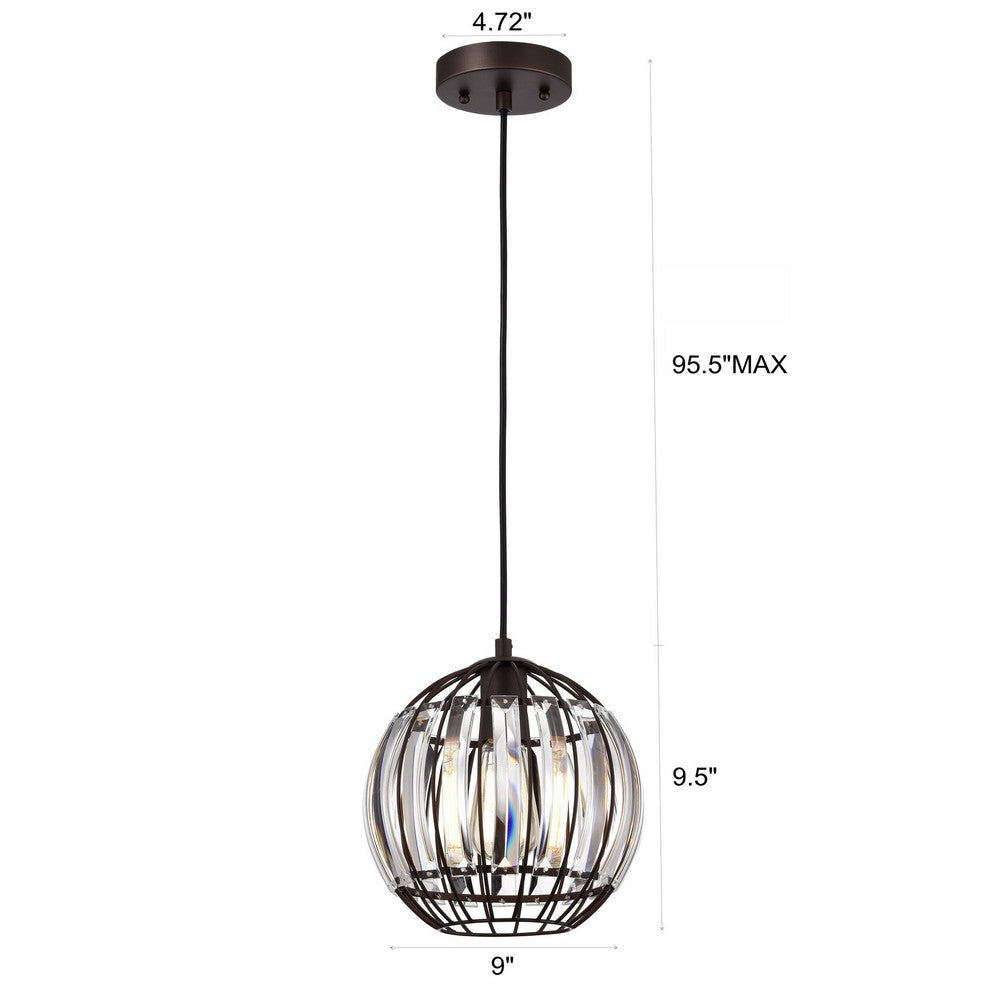 Chloe Lighting Eliana Transitional 1 Light Oil Rubbed Bronze Mini Pendant Ceiling Fixture 9’’ Wide CHL-CH2D801RB09-DP1