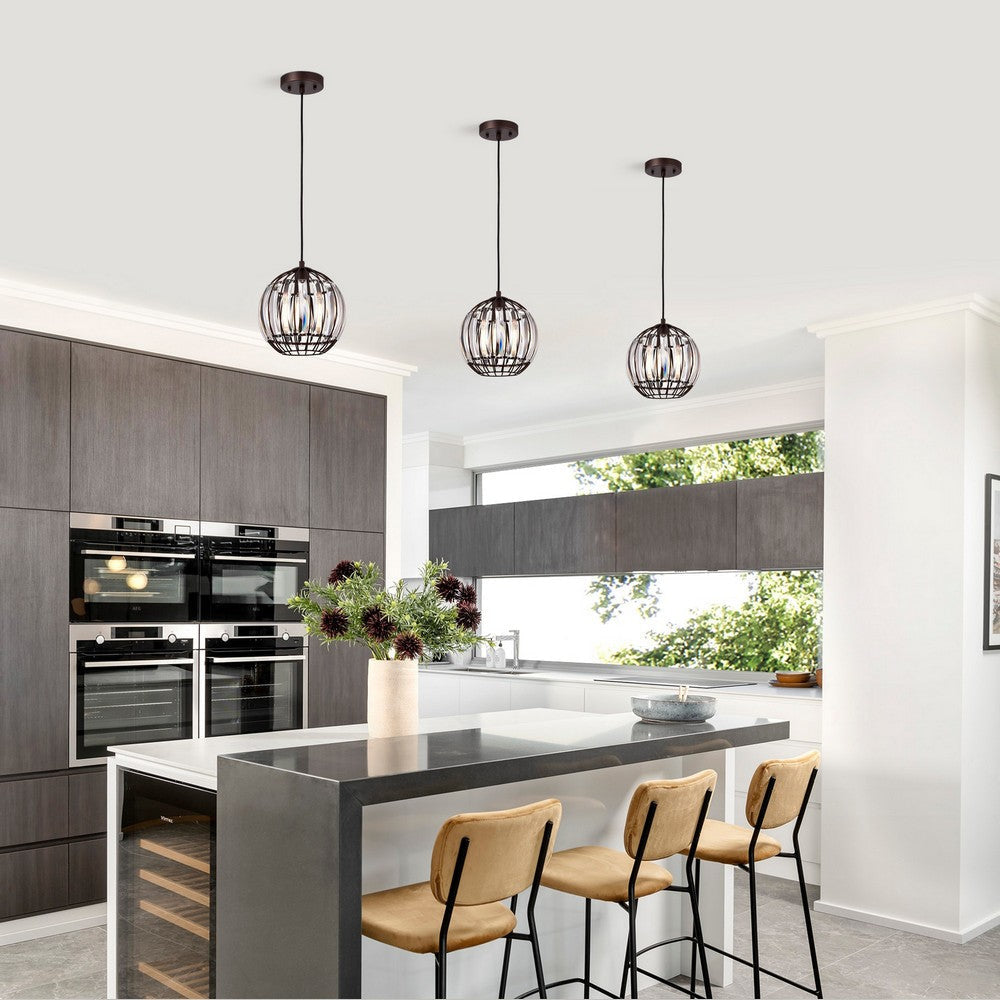 Chloe Lighting Eliana Transitional 1 Light Oil Rubbed Bronze Mini Pendant Ceiling Fixture 9" Wide