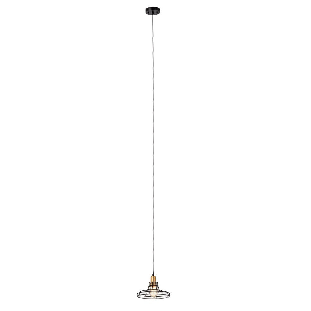 Gianna Transitional 1 Light Black And Burnished Brass Mini Pendant Ceiling Fixture 10’’ Wide CHL-CH2D804BB10-DP1