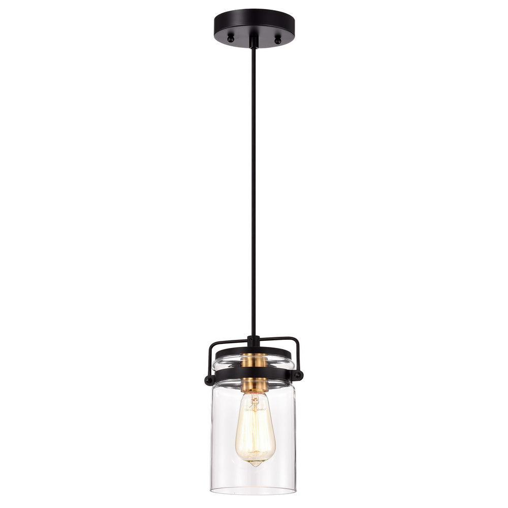 Chloe Lighting Nova Transitional 1 Light Textured Black Mini Pendant Ceiling Fixture 6" Wide