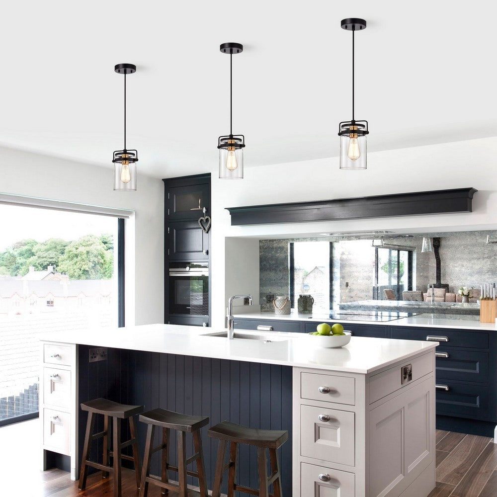 Chloe Lighting Nova Transitional 1 Light Textured Black Mini Pendant Ceiling Fixture 6" Wide