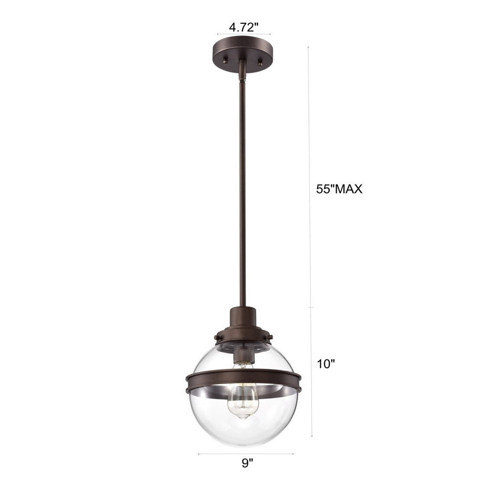 Chloe Lighting Roan Transitional 1 Light Oil Rubbed Bronze Mini Pendant Ceiling Fixture 9’’ Wide CHL-CH2D828RB09-DP1