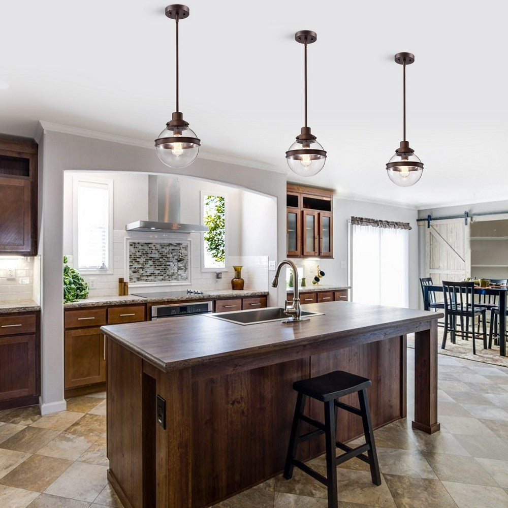 Chloe Lighting Roan Transitional 1 Light Oil Rubbed Bronze Mini Pendant Ceiling Fixture 9" Wide