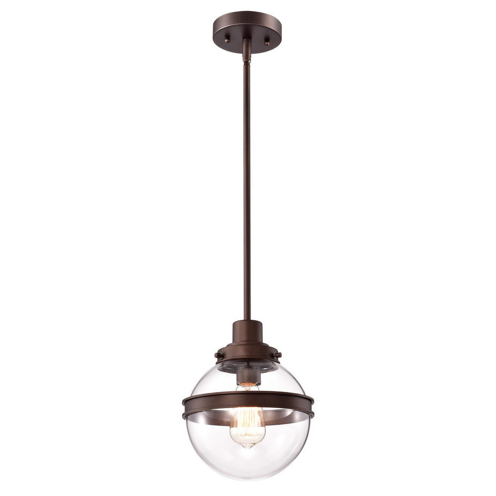 Chloe Lighting Roan Transitional 1 Light Oil Rubbed Bronze Mini Pendant Ceiling Fixture 9" Wide