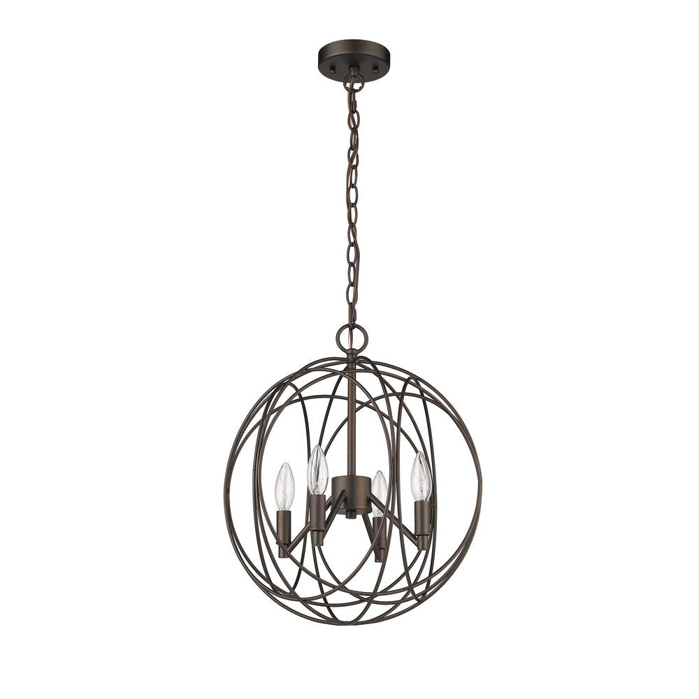 Farmhouse Metal 4 Light Ceiling Pendant with Wall Outlet Switch Bronze CHL-CH2H118RB16-UP4