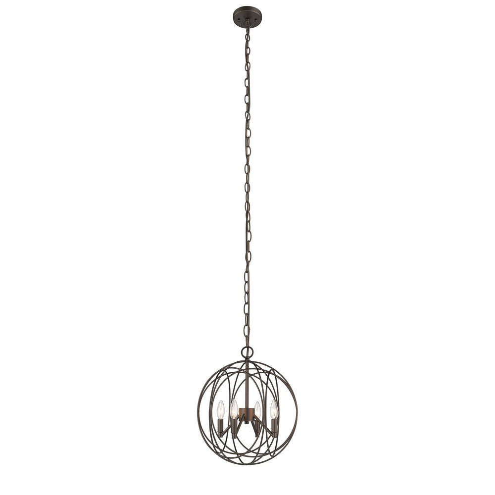 Farmhouse Metal 4 Light Ceiling Pendant with Wall Outlet Switch Bronze CHL-CH2H118RB16-UP4