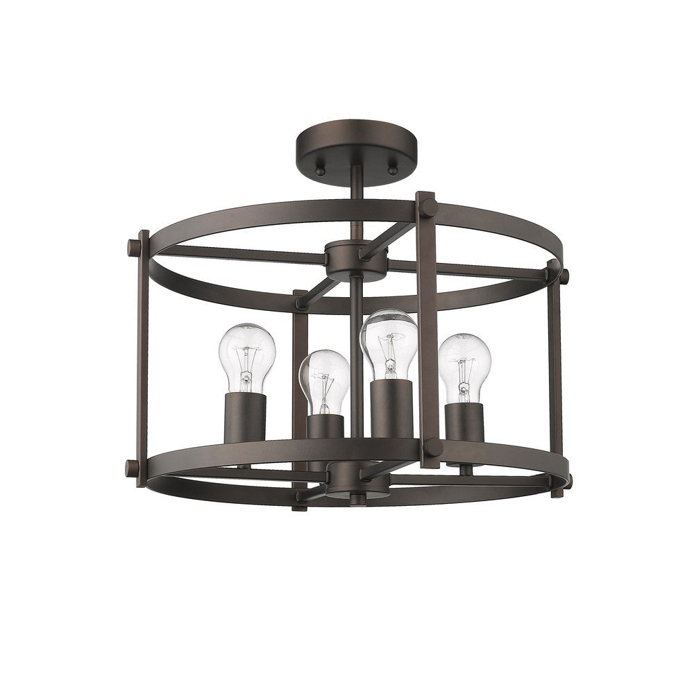 Farmhouse Metal 4 Light Ceiling Fixture with Wall Outlet Switch Bronze CHL-CH2H119RB18-SF4