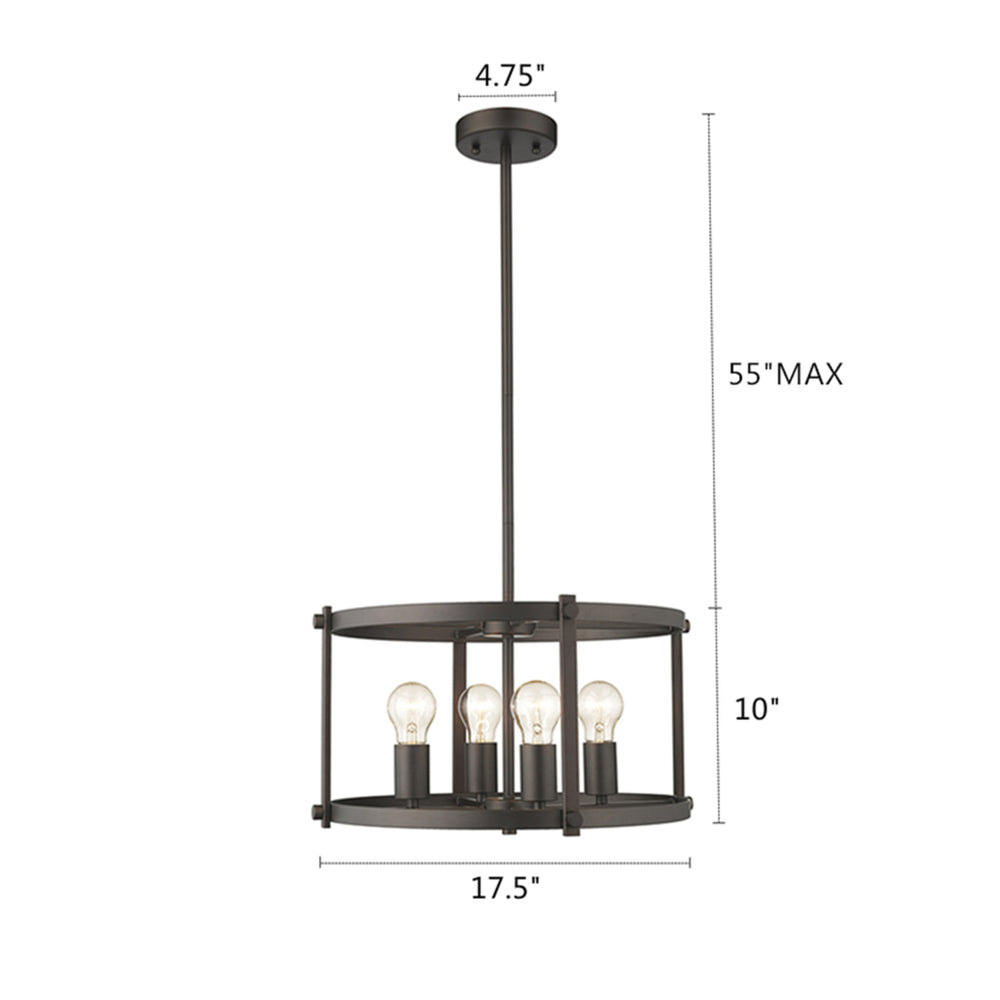 Metal 4 Light Convertible Ceiling Pendant with Wall Outlet Switch Bronze CHL-CH2H119RB18-UP4