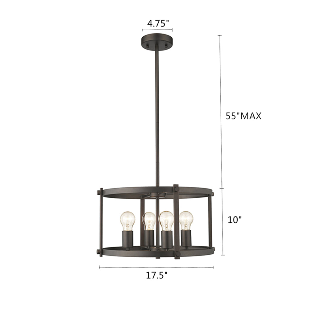 Metal 4 Light Convertible Ceiling Pendant with Wall Outlet Switch Bronze CHL-CH2H119RB18-UP4