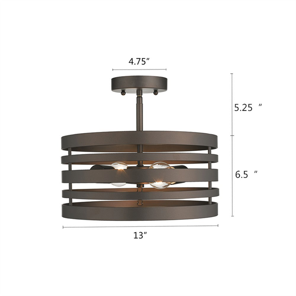 Farmhouse Metal 2 Light Ceiling Fixture with Wall Outlet Switch Bronze CHL-CH2H122RB13-SF2