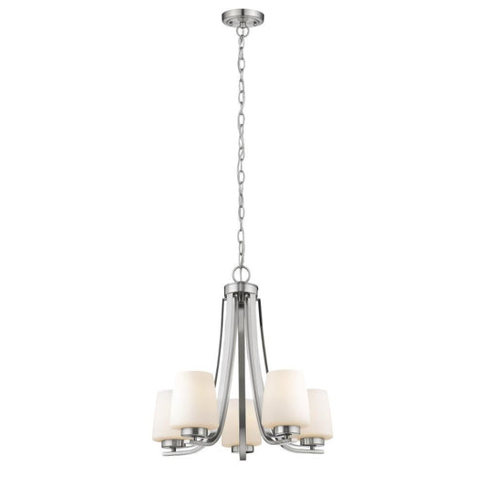 CHLOE Lighting OLIVIA Contemporary 5 Light Brushed Nickel Mini Chandelier 22" Wide