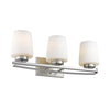 OLIVIA Contemporary 3 Light Brushed Nickel Etched White Glass 23" Wide