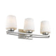 OLIVIA Contemporary 3 Light Brushed Nickel Etched White Glass 23" Wide
