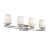 OLIVIA Contemporary 4 Light Brushed Nickel Etched White Glass 31" Wide