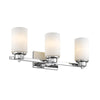 SCARLETT Contemporary 3 Light Chrome Finish Etched White Glass 22" Wide