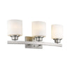 AALIYAH Contemporary 3 Light Brushed Nickel Opal White Glass 23" Wide