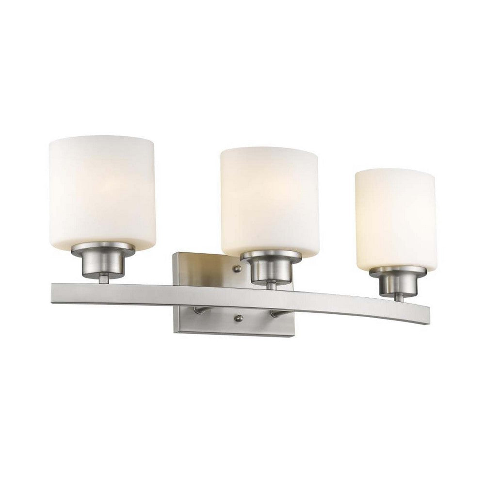 AALIYAH Contemporary 3 Light Brushed Nickel Opal White Glass 23" Wide