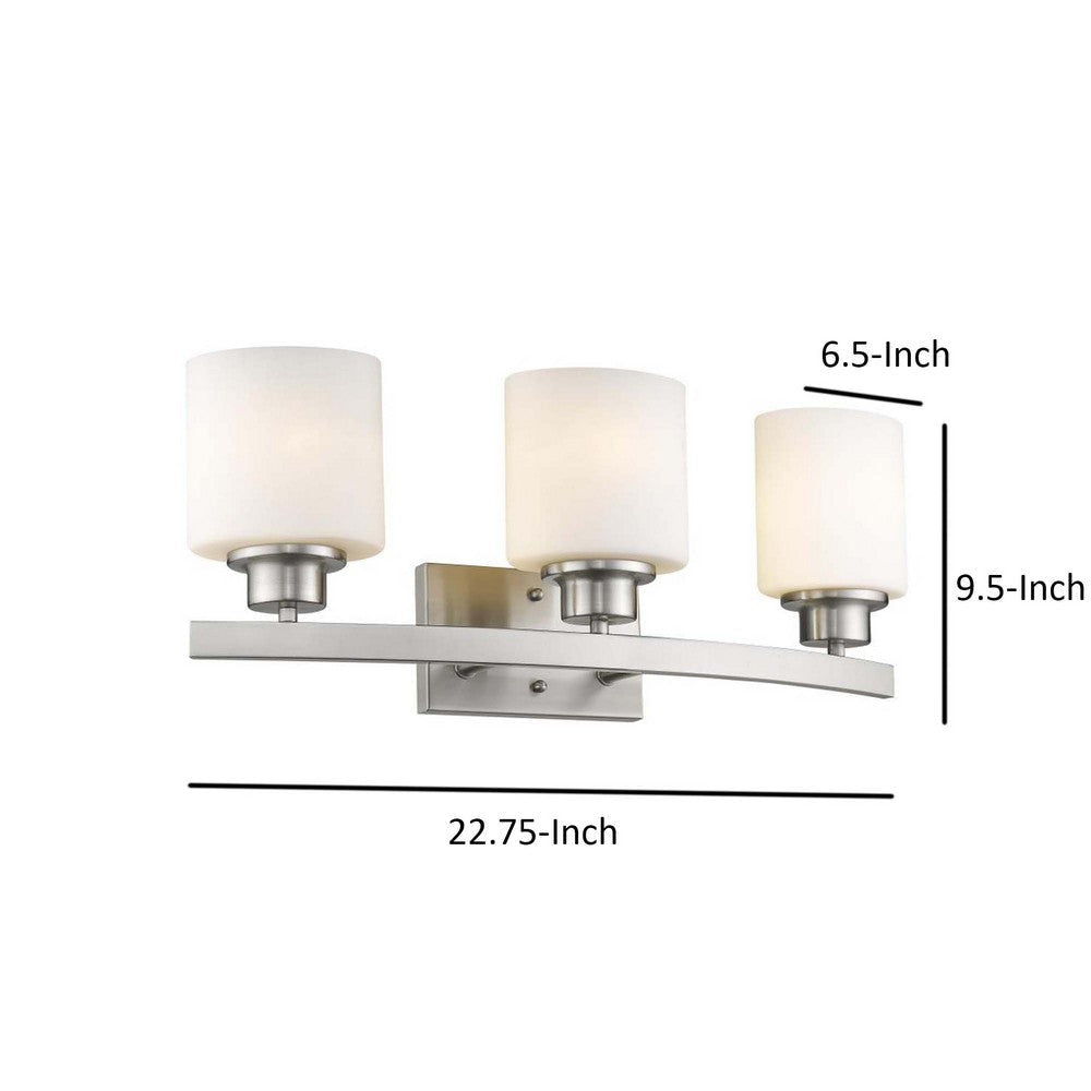 AALIYAH Contemporary 3 Light Brushed Nickel Opal White Glass 23’’ Wide CHL-CH2R009BN23-BL3