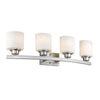 AALIYAH Contemporary 4 Light Brushed Nickel Opal White Glass 32" Wide