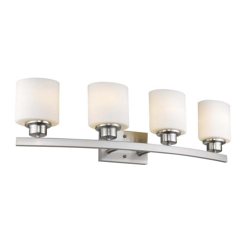 AALIYAH Contemporary 4 Light Brushed Nickel Opal White Glass 32" Wide