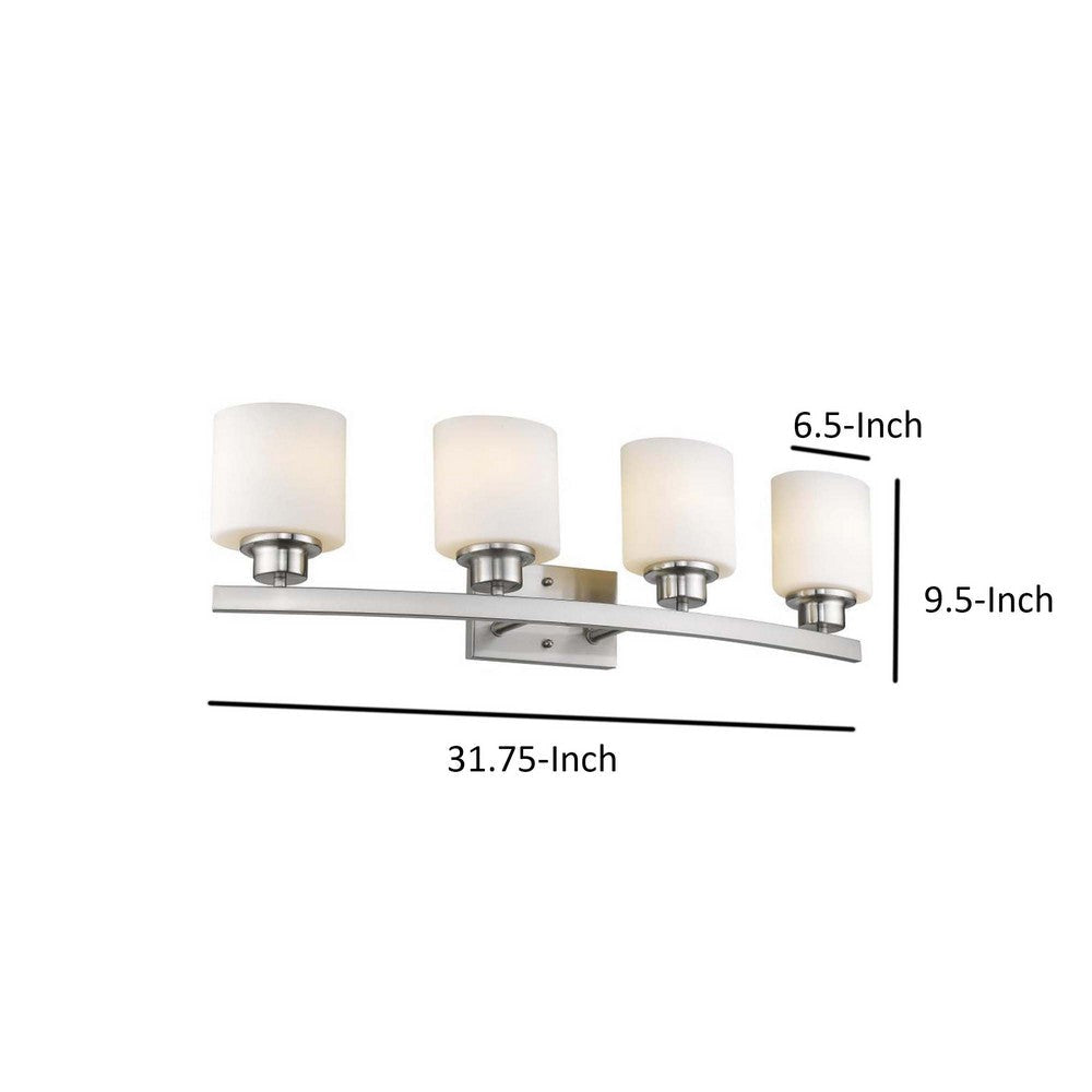 AALIYAH Contemporary 4 Light Brushed Nickel Opal White Glass 32’’ Wide CHL-CH2R009BN32-BL4