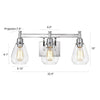 Chloe Lighting Hudson Transitional 3 Light Chrome Bath Vanity Fixture 23’’ Wide CHL-CH2R117CM23-BL3