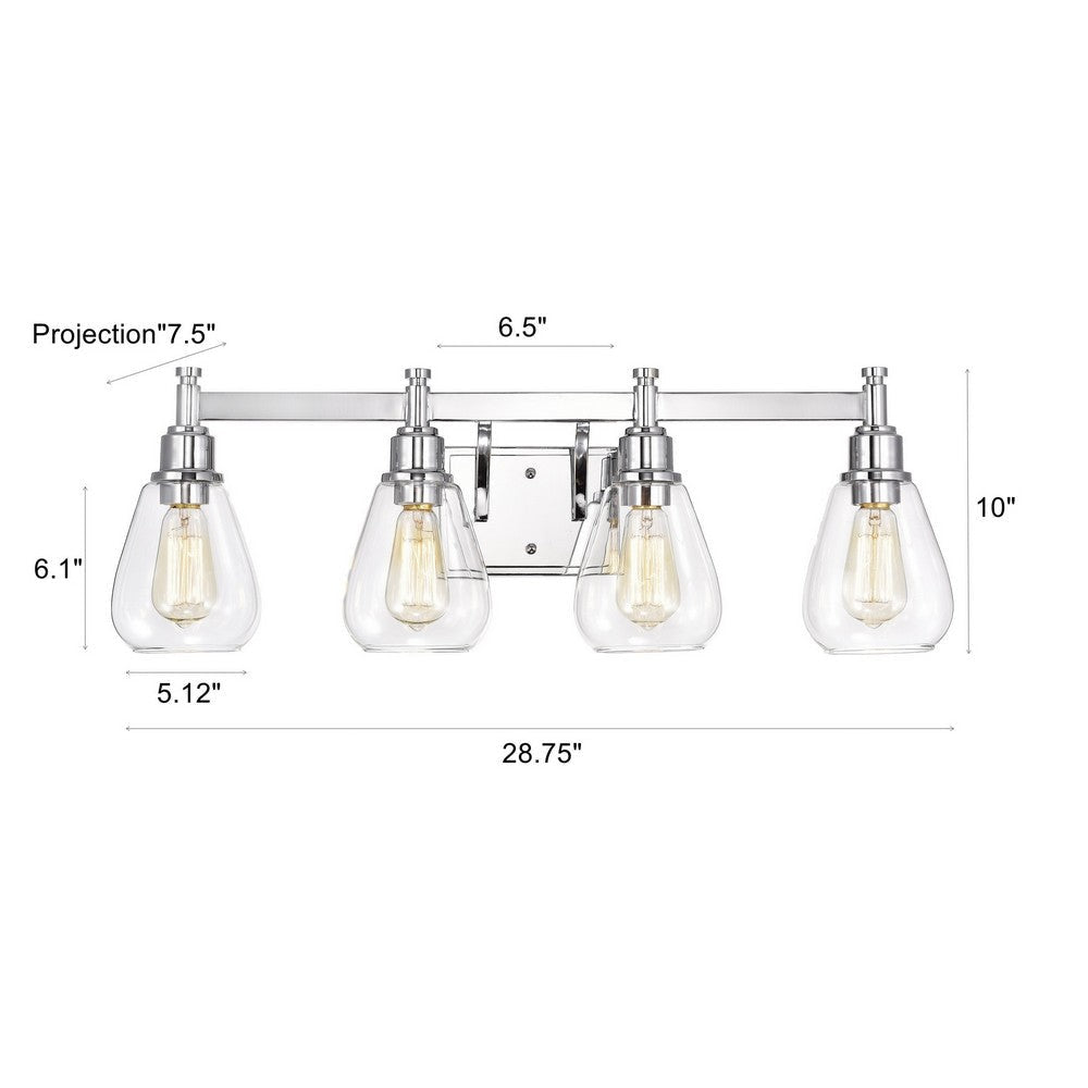 Chloe Lighting Hudson Transitional 4 Light Chrome Bath Vanity Fixture 29’’ Wide CHL-CH2R117CM29-BL4