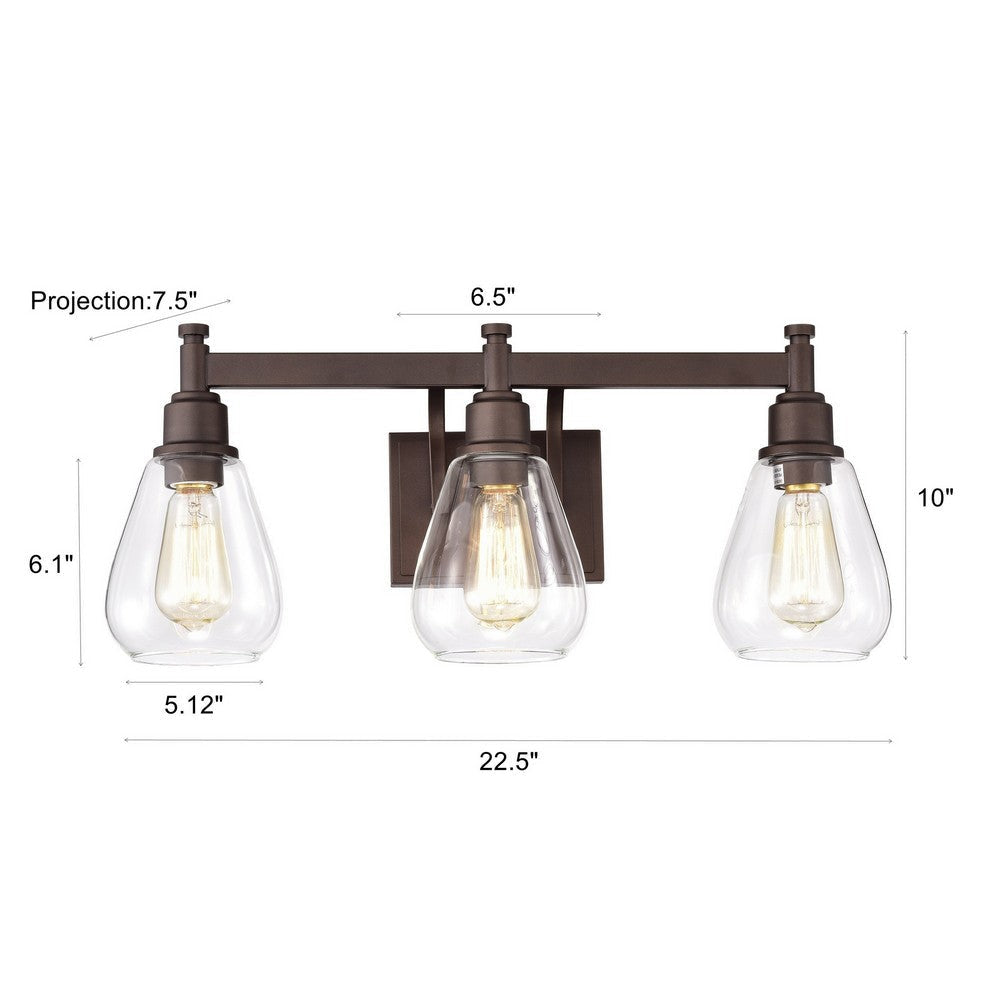 Chloe Lighting Hudson Transitional 3 Light Oil Rubbed Bronze Bath Vanity Fixture 23’’ Wide CHL-CH2R117RB23-BL3