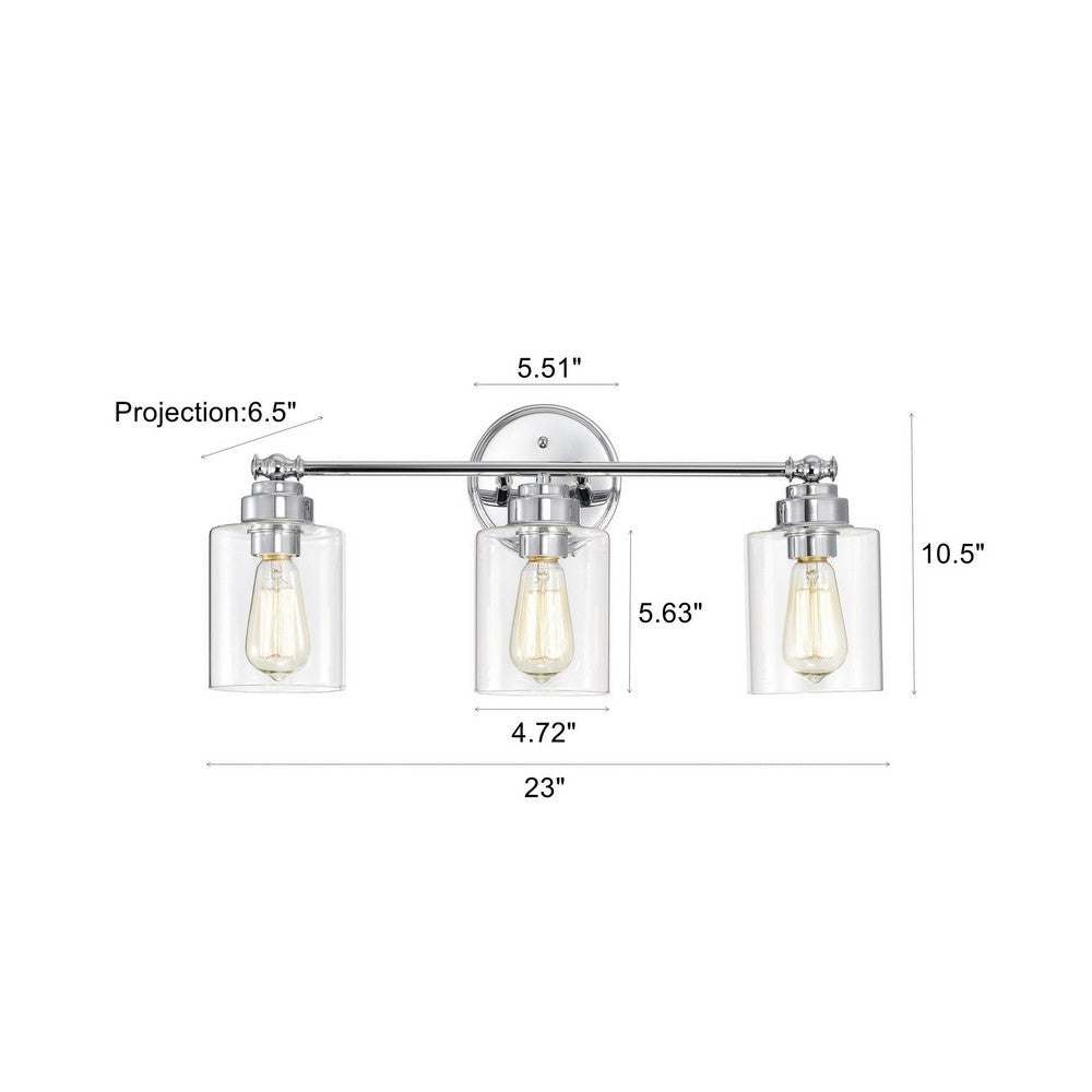 Chloe Lighting Karson Transitional 3 Light Chrome Bath Vanity Fixture 23’’ Wide CHL-CH2R119CM23-BL3