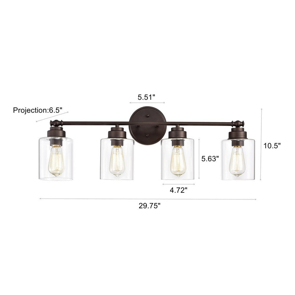 Chloe Lighting Karson Transitional 4 Light Oil Rubbed Bronze Bath Vanity Fixture 30’’ Wide CHL-CH2R119RB30-BL4