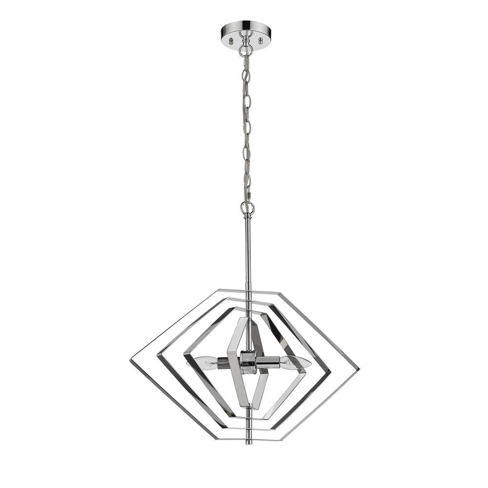 Contemporary 2 Light Metal 20’’ Ceiling Pendant with Chrome Accents Silver CHL-CH2R120CM20-DP2