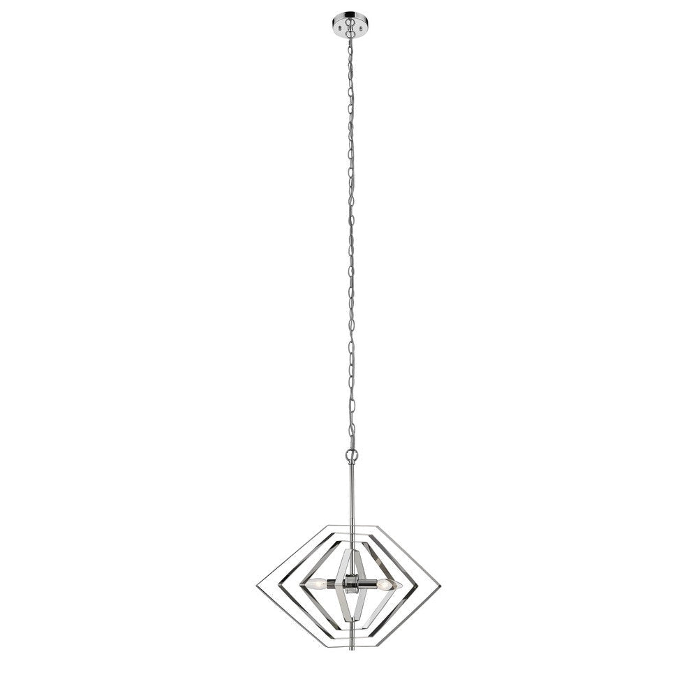 Contemporary 2 Light Metal 20’’ Ceiling Pendant with Chrome Accents Silver CHL-CH2R120CM20-DP2