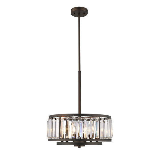 Contemporary 6 Light Metal 16" Ceiling Pendant with Crystal Accents, Silver
