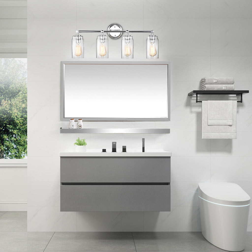 Lighting JOYCE Contemporary 4 Light Chrome Bath Vanity Fixture 28’’ Width CHL-CH2R127CM28-BL4