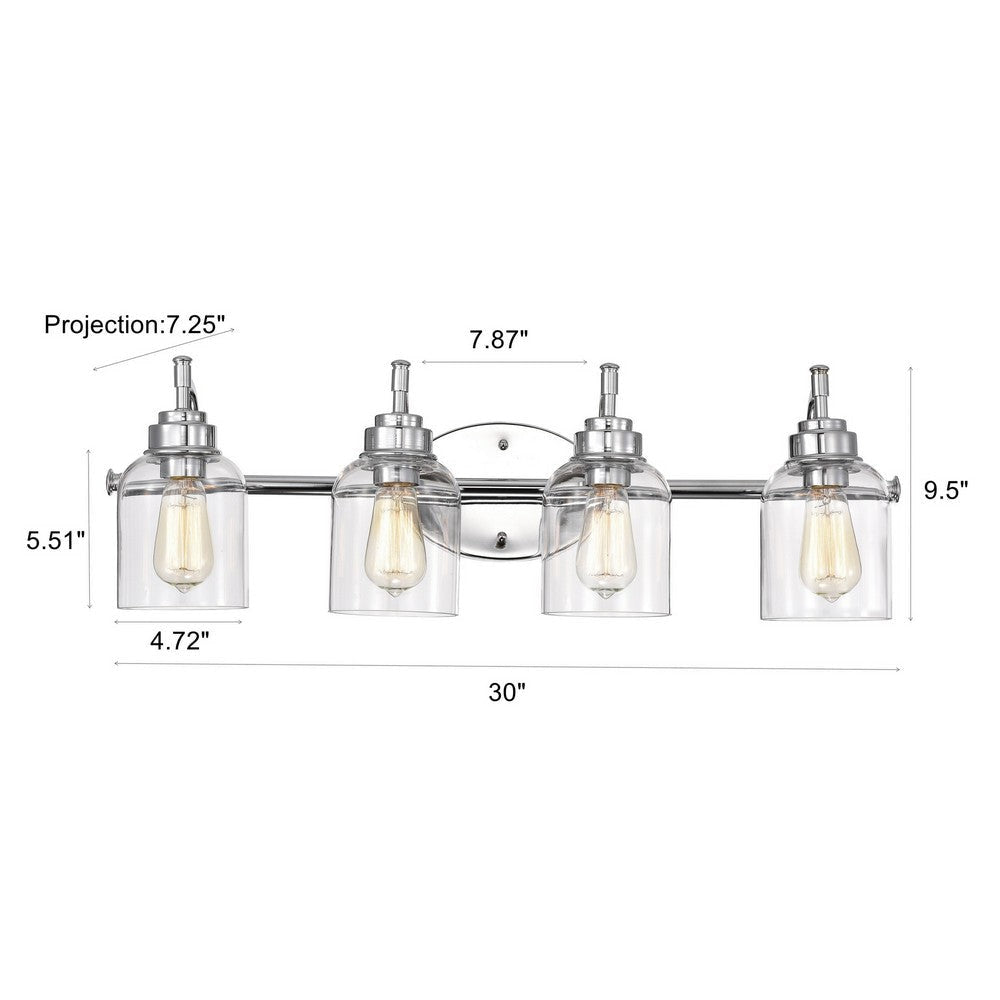 Chloe Lighting Adair Transitional 4 Light Chrome Bath Vanity Fixture 30’’ Wide CHL-CH2R147CM30-BL4