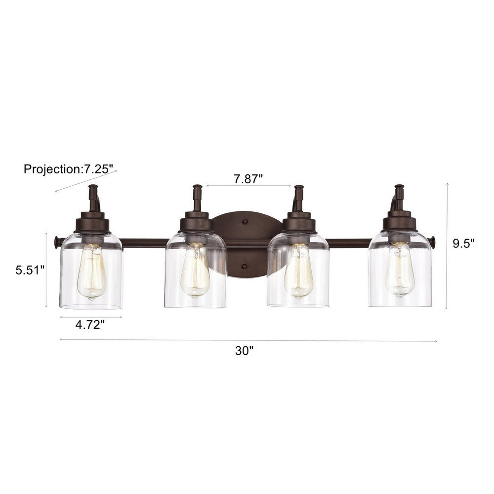 Chloe Lighting Adair Transitional 4 Light Oil Rubbed Bronze Bath Vanity Fixture 30’’ Wide CHL-CH2R147RB30-BL4