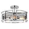 Chloe Lighting Ironclad Industrial 3 Light Chrome Semi-Flush Ceiling Fixture 15" Wide