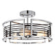 Chloe Lighting Ironclad Industrial 3 Light Chrome Semi-Flush Ceiling Fixture 15" Wide