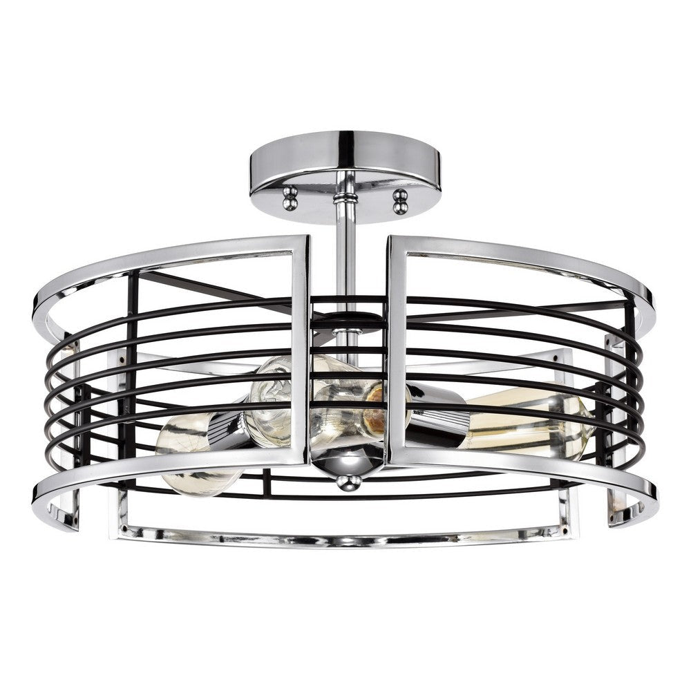 Chloe Lighting Ironclad Industrial 3 Light Chrome Semi-Flush Ceiling Fixture 15’’ Wide CHL-CH2R416CM15-SF3
