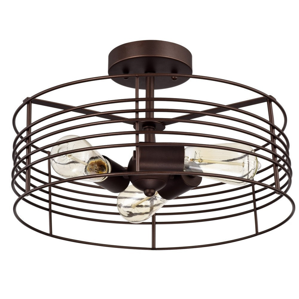 Chloe Lighting Ironclad Industrial 3 Light Oil Rubbed Bronze Semi-Flush Ceiling Fixture 15’’ Wide CHL-CH2R417RB15-SF3