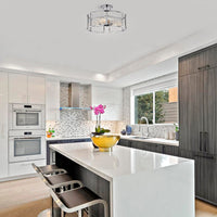Chloe Lighting Frey Transitional 3 Light Chrome Semi-Flush Ceiling Fixture 16" Wide