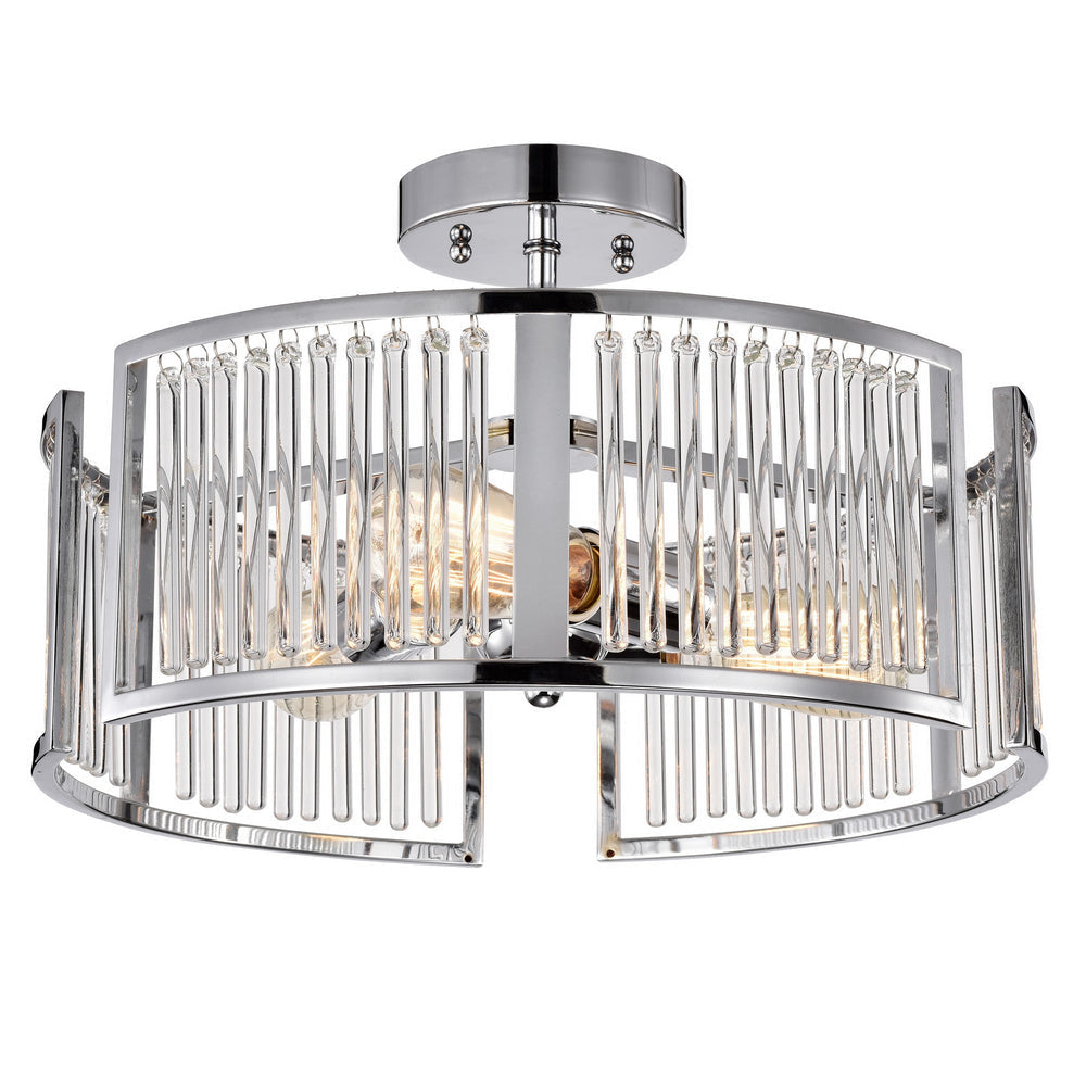 Chloe Lighting Frey Transitional 3 Light Chrome Semi-Flush Ceiling Fixture 16" Wide