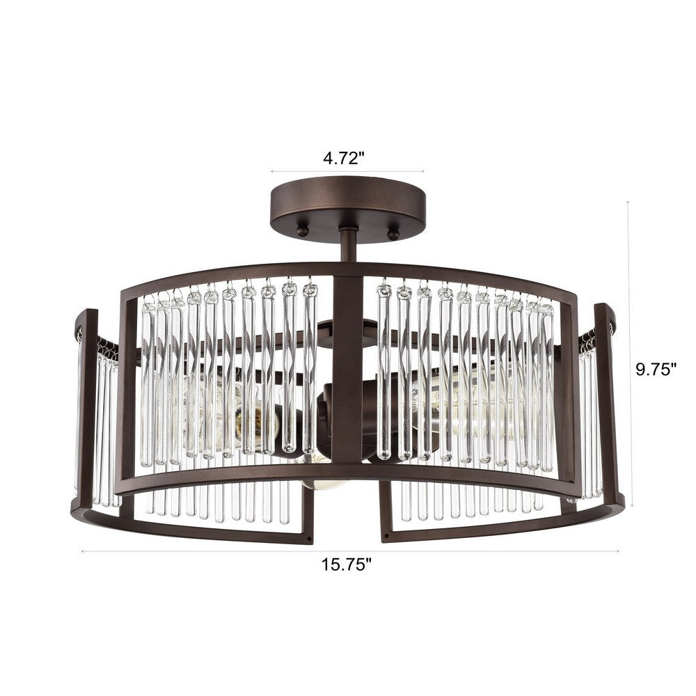 Chloe Lighting Frey Transitional 3 Light Oil Rubbed Bronze Semi-Flush Ceiling Fixture 16’’ Wide CHL-CH2R418RB16-SF3