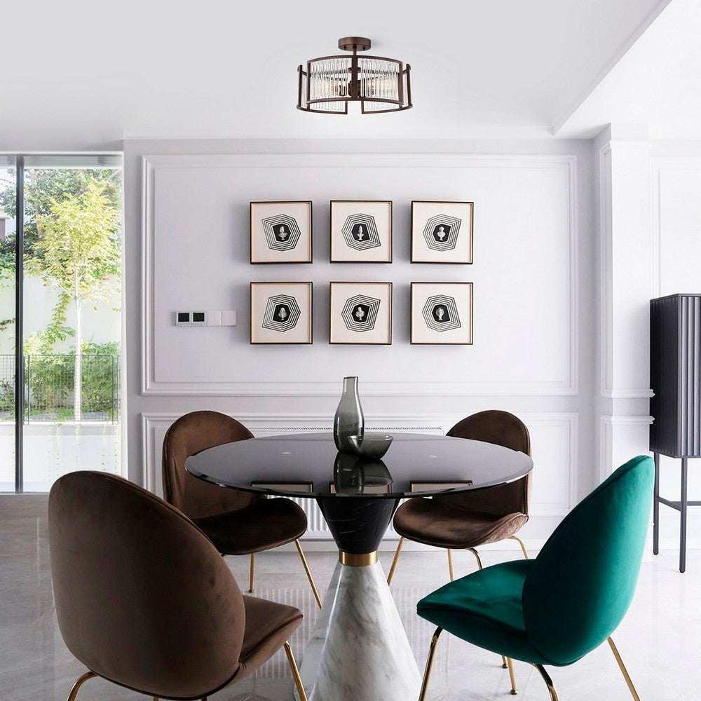 Chloe Lighting Frey Transitional 3 Light Oil Rubbed Bronze Semi-Flush Ceiling Fixture 16’’ Wide CHL-CH2R418RB16-SF3