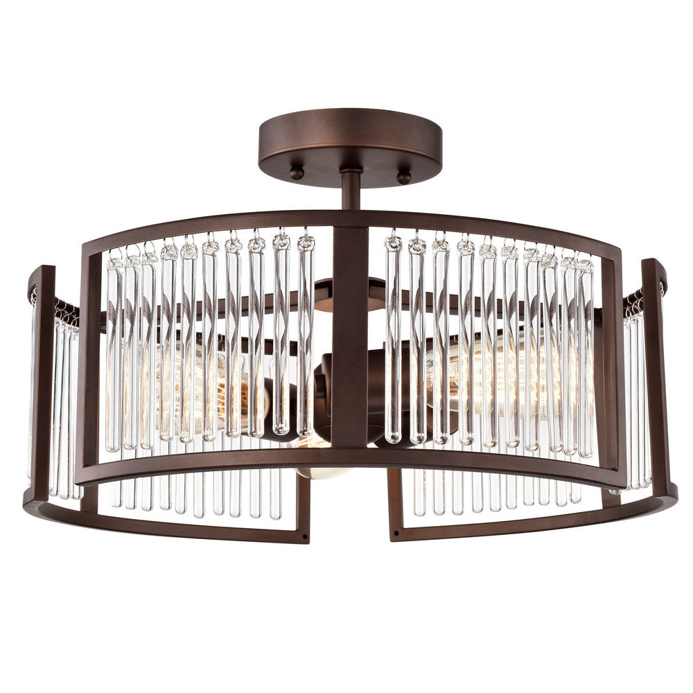 Chloe Lighting Frey Transitional 3 Light Oil Rubbed Bronze Semi-Flush Ceiling Fixture 16" Wide