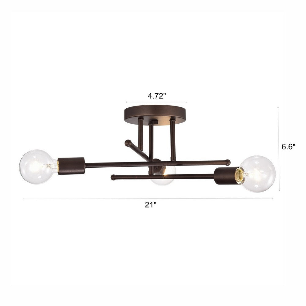 Chloe Lighting Ironclad Industrial 3 Light Oil Rubbed Bronze Semi-Flush Ceiling Fixture 21’’ Wide CHL-CH2R419RB21-SF3